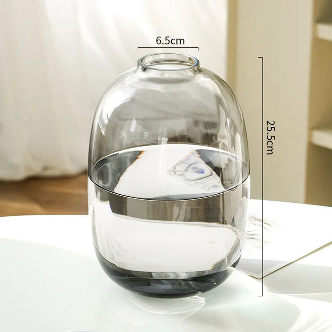 Minimalist Clear, Smoke, Brown Glass Rounded Bulb Vases - The Finishing Touch Decor