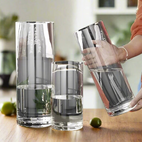 Classic Clear Glass Minimalist Wide Mouth Pillar Vases - The Finishing Touch Decor