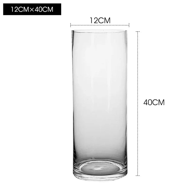 Classic Clear Glass Minimalist Wide Mouth Pillar Vases - The Finishing Touch Decor