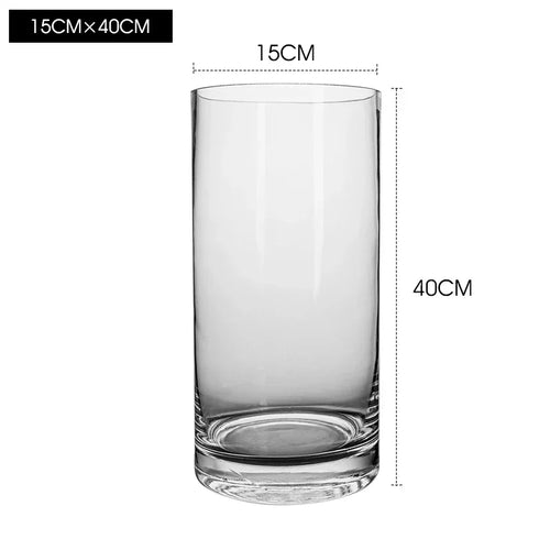 Classic Clear Glass Minimalist Wide Mouth Pillar Vases - The Finishing Touch Decor