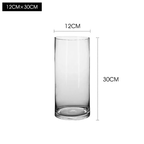 Classic Clear Glass Minimalist Wide Mouth Pillar Vases - The Finishing Touch Decor