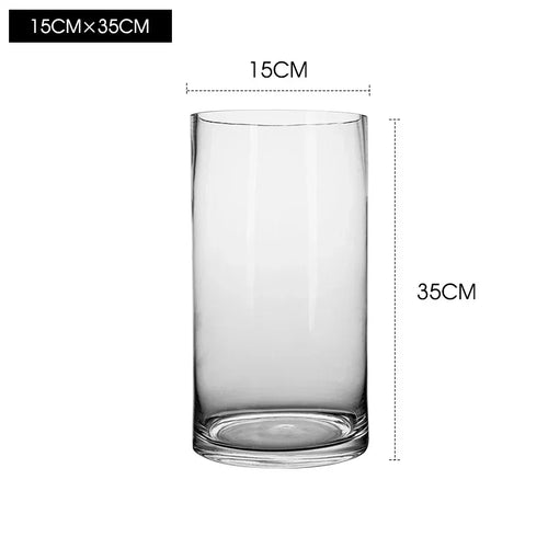 Classic Clear Glass Minimalist Wide Mouth Pillar Vases - The Finishing Touch Decor