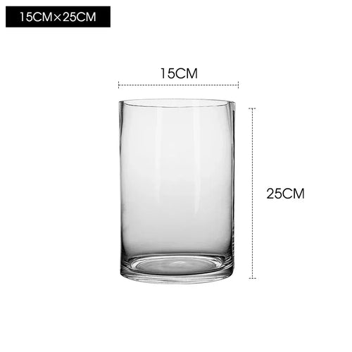 Classic Clear Glass Minimalist Wide Mouth Pillar Vases - The Finishing Touch Decor