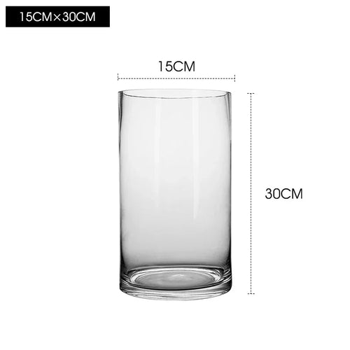 Classic Clear Glass Minimalist Wide Mouth Pillar Vases - The Finishing Touch Decor