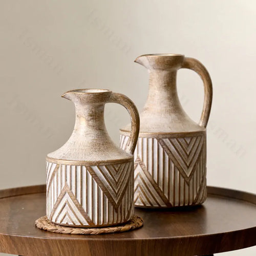 Weathered Ceramic Cottage Milk Jug Vase - The Finishing Touch Decor