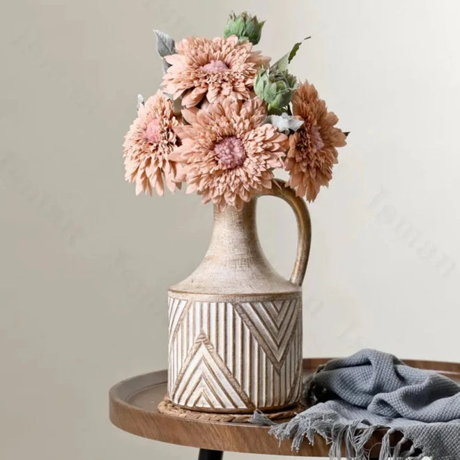 Weathered Ceramic Cottage Milk Jug Vase - The Finishing Touch Decor