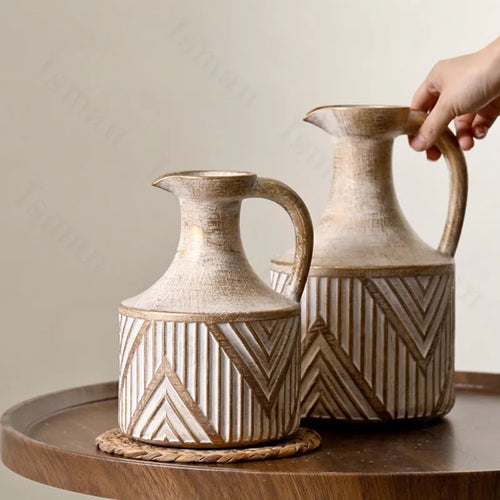 Weathered Ceramic Cottage Milk Jug Vase - The Finishing Touch Decor