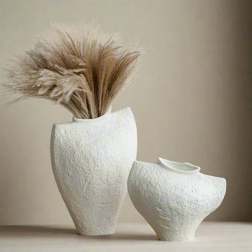 Irregular White Ceramic Minimalist Textured Vases - The Finishing Touch Decor