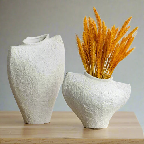 Irregular White Ceramic Minimalist Textured Vases - The Finishing Touch Decor