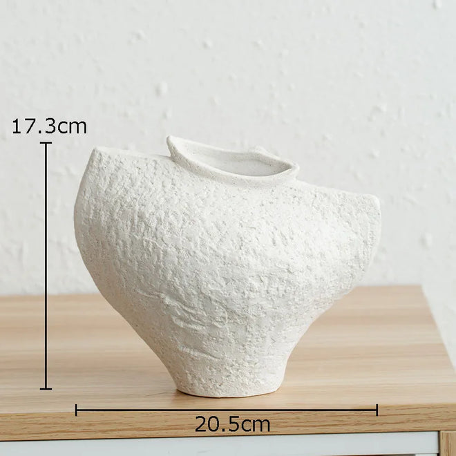 Irregular White Ceramic Minimalist Textured Vases - The Finishing Touch Decor