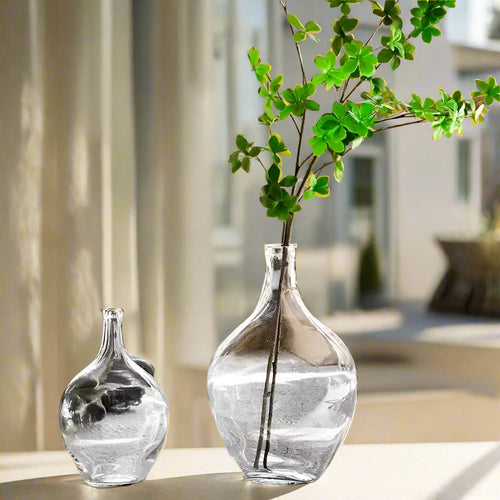 Smoke Clear Glass Japanese Style Big Belly Vases - The Finishing Touch Decor