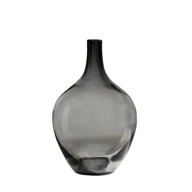 Smoke Clear Glass Japanese Style Big Belly Vases - The Finishing Touch Decor