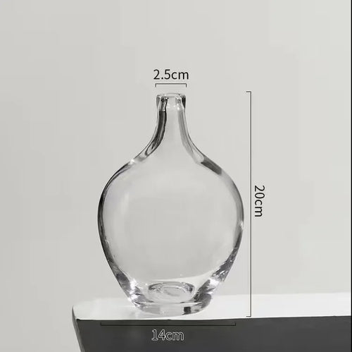 Smoke Clear Glass Japanese Style Big Belly Vases - The Finishing Touch Decor