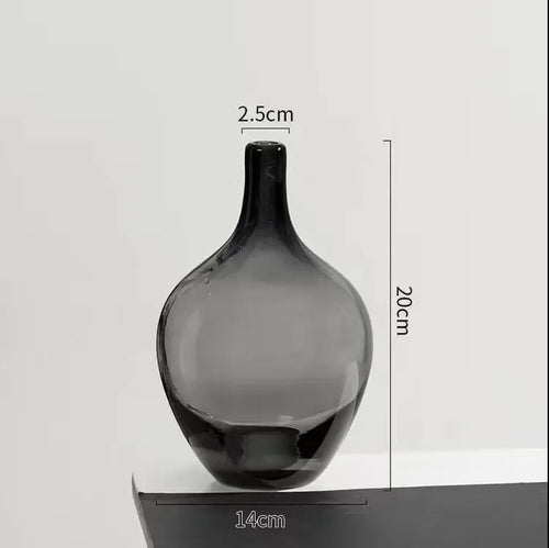 Smoke Clear Glass Japanese Style Big Belly Vases - The Finishing Touch Decor