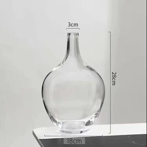 Smoke Clear Glass Japanese Style Big Belly Vases - The Finishing Touch Decor