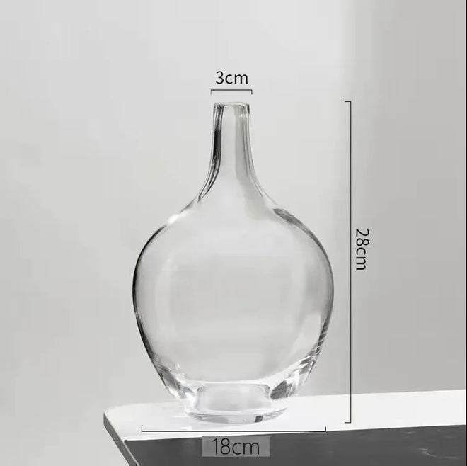 Smoke Clear Glass Japanese Style Big Belly Vases - The Finishing Touch Decor