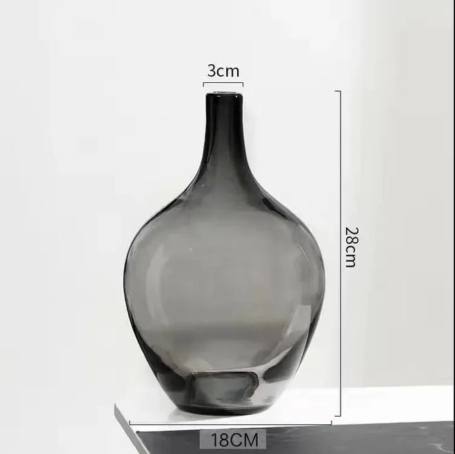 Smoke Clear Glass Japanese Style Big Belly Vases - The Finishing Touch Decor