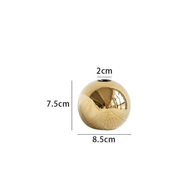 Gold Ball Minimalist Ceramic & Porcelain Color Round Vases - The Finishing Touch Decor