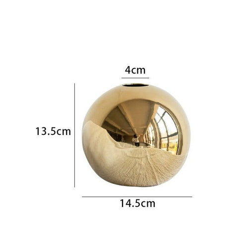 Gold Ball Minimalist Ceramic & Porcelain Color Round Vases - The Finishing Touch Decor