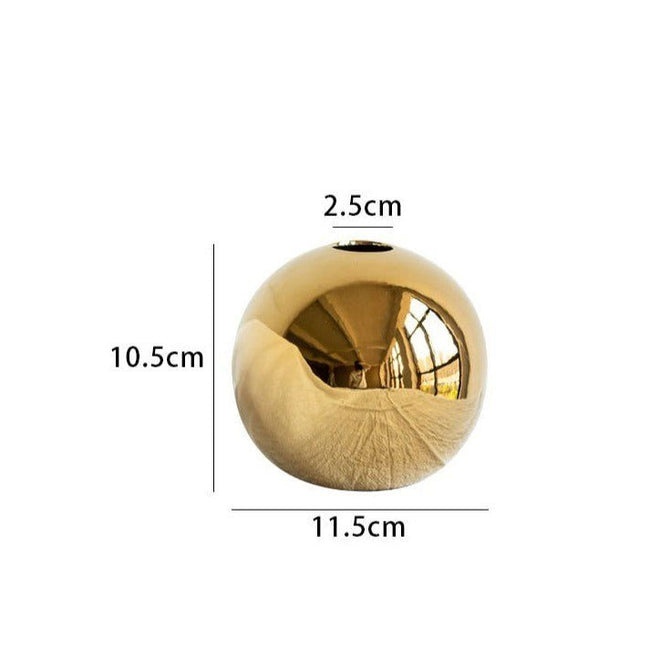 Gold Ball Minimalist Ceramic & Porcelain Color Round Vases - The Finishing Touch Decor