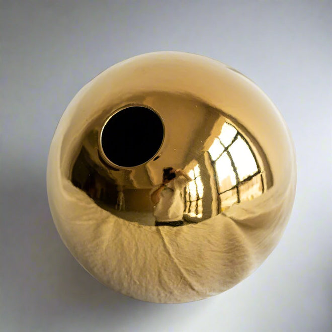 Gold Ball Minimalist Ceramic & Porcelain Color Round Vases - The Finishing Touch Decor