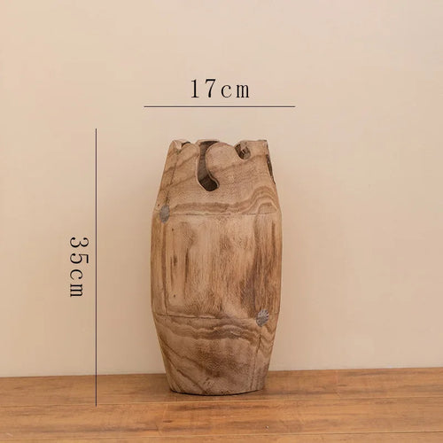 Raw Carved Paulownia Wood Irregular Edge Vase - The Finishing Touch Decor