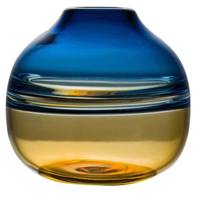 Gradient Blue to Amber Wave Handmade Glass Vase - The Finishing Touch Decor