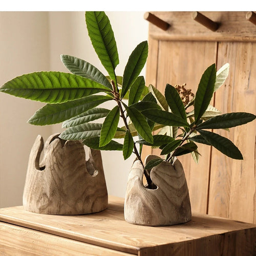 Creative Raw Brown Paulownia Wood Irregular Vases - The Finishing Touch Decor
