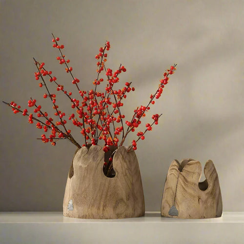 Creative Raw Brown Paulownia Wood Irregular Vases - The Finishing Touch Decor