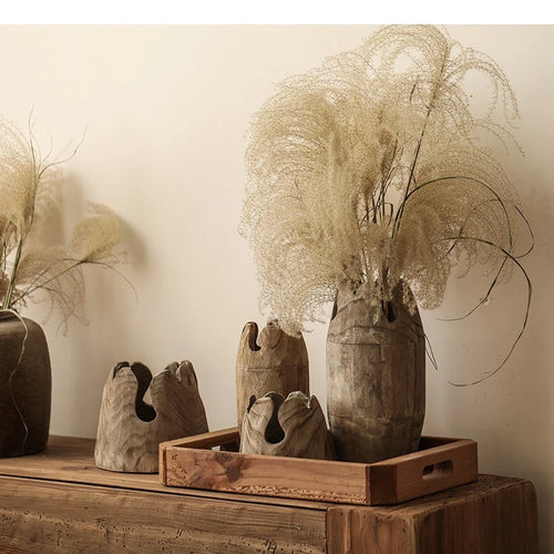 Creative Raw Brown Paulownia Wood Irregular Vases - The Finishing Touch Decor