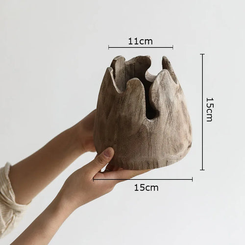 Creative Raw Brown Paulownia Wood Irregular Vases - The Finishing Touch Decor