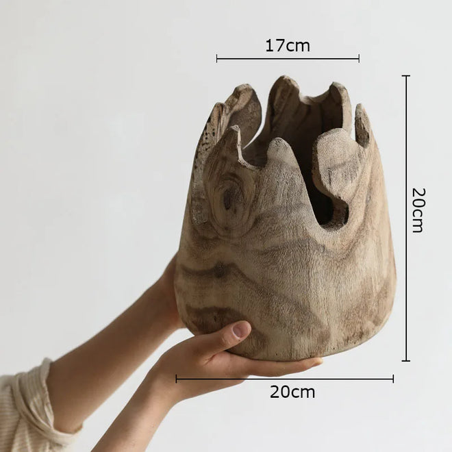 Creative Raw Brown Paulownia Wood Irregular Vases - The Finishing Touch Decor