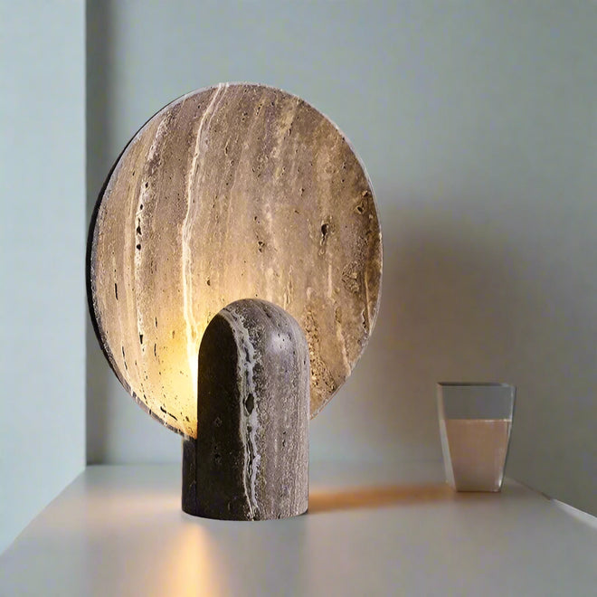 Dark Resin Plate Scandi Modern Side Table Lamp - The Finishing Touch Decor