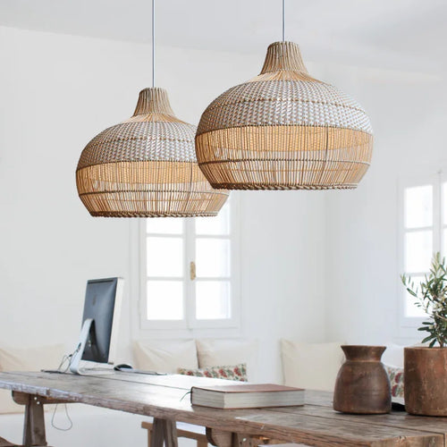 Iron Rattan Pendant Wabi Sabi Chandelier Lighting - The Finishing Touch Decor