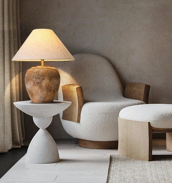 Round Rustic Wabi Sabi Ceramic Nordic Textured Table Lamp - The Finishing Touch Decor