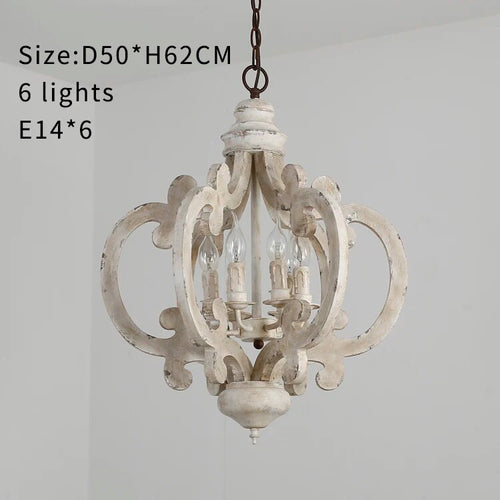 French Cottage Distressed White Wood Chandelier Lighting - The Finishing Touch Decor