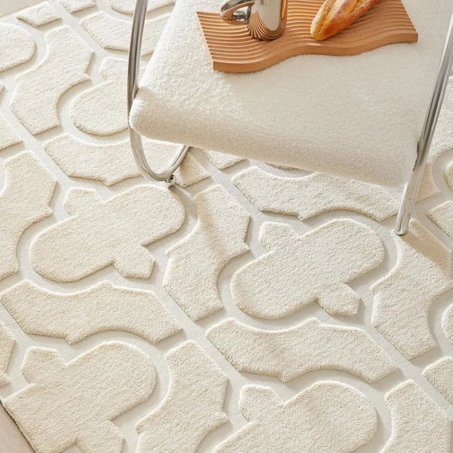Quatrefoil Pattern French Cream Thick Carpet Area Rug - The Finishing Touch Decor
