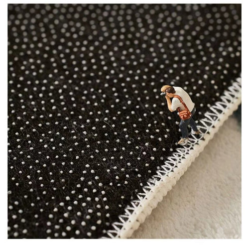 Neutral Plaid Modern Round Plush Area Rug - The Finishing Touch Decor