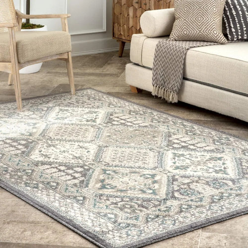 Extra Large Beige Grey Moroccan Pattern Area Rug - The Finishing Touch Decor