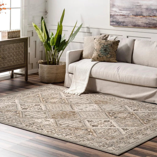 Extra Large Beige Grey Moroccan Pattern Area Rug - The Finishing Touch Decor