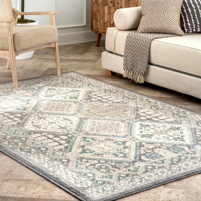 Extra Large Beige Grey Moroccan Pattern Area Rug - The Finishing Touch Decor