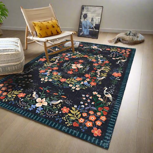 Garden Floral Print Soft Boho Large Carpet Area Rug - The Finishing Touch Decor