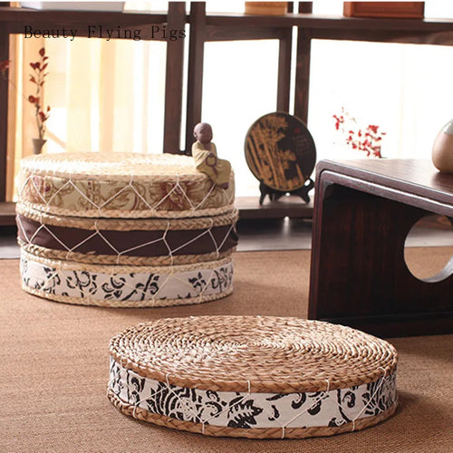 Tea Ceremony Handmade Straw Round Tatami Floor Cushion Seat - The Finishing Touch Decor