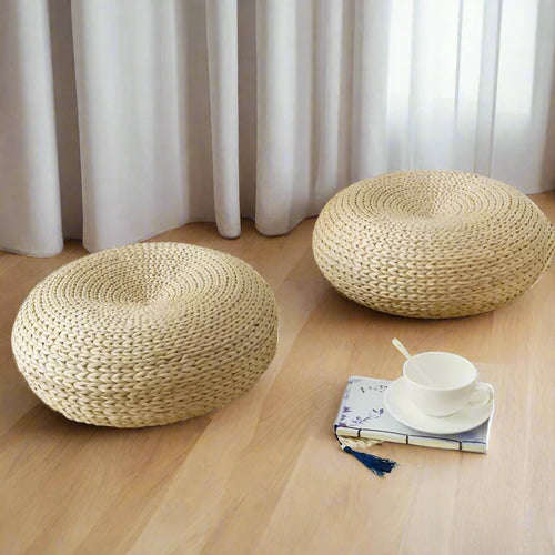 Round Straw Japanese Tatami Pouf Meditation Pillow - The Finishing Touch Decor
