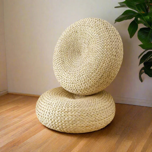Round Straw Japanese Tatami Pouf Meditation Pillow - The Finishing Touch Decor