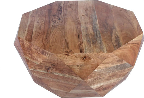 Rustic Nordic Faceted Dark Brown Wood Coffee Table - The Finishing Touch Decor