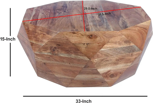 Rustic Nordic Faceted Dark Brown Wood Coffee Table - The Finishing Touch Decor