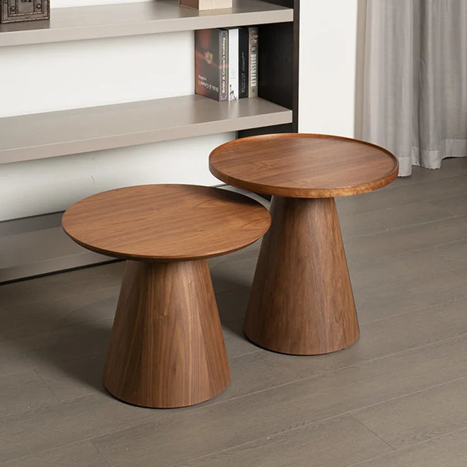 Solid Wood Round Pedestal Post-Modern Minimalist End Tables - The Finishing Touch Decor