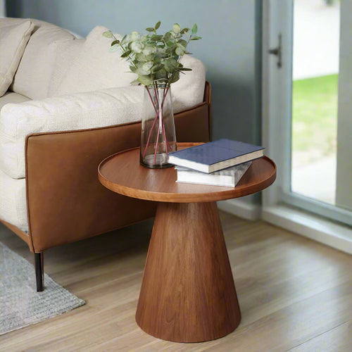 Solid Wood Round Pedestal Post-Modern Minimalist End Tables - The Finishing Touch Decor