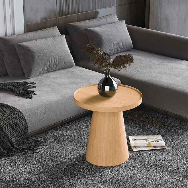 Solid Wood Round Pedestal Post-Modern Minimalist End Tables - The Finishing Touch Decor